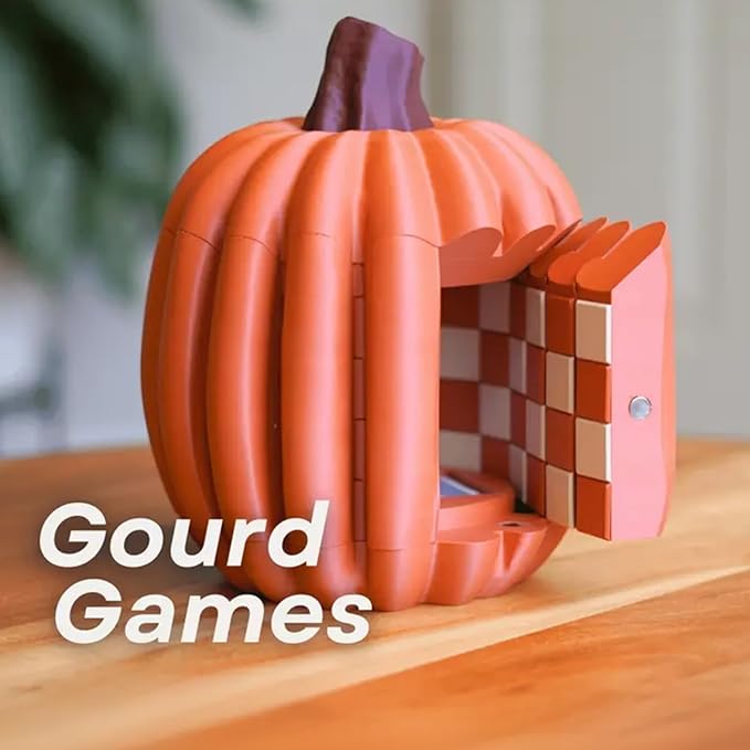 Pumpkin Game Set: Magnetic Chess Checkers, Dice Tower, Cribbage, Card Holder, Forgecore Gourd Games, Gourd Gambit Pumpkin Chess Expansion Pack, 3D Printing Portable Adult Pumpkins Board Game Set(2#1)