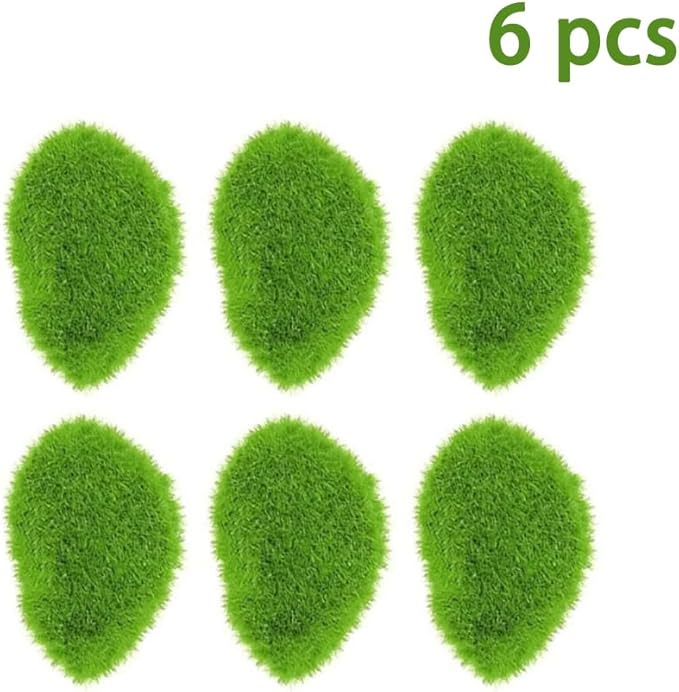 6 PCS Artificial Moss Rocks Decorative, Green Moss Balls,Moss Stones, Green Moss Covered Stones, Fake Moss Decor for Floral Arrangements, Fairy Gardens and Crafting