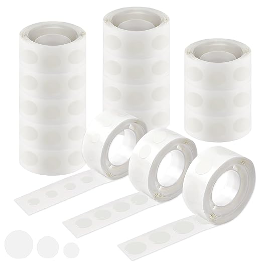 UPINS Glue Points Dots, 1500Pcs Balloon Glue Adhesive Dots, Double Sided Removable, 6mm, 10mm, 15mm