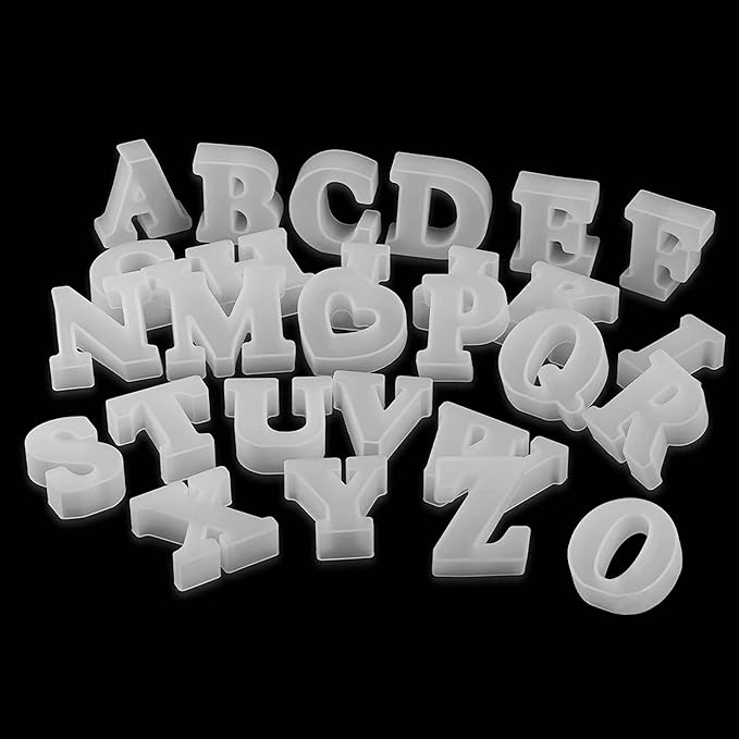 Letter Mold 2.5 inch 26 Pack Letter Mold Letter Resin Mold Alphabet Candle Mold Silicone Mold for Resin Cake Mold Clay Resin Making Molds Candle Making Molds Craft Supplies