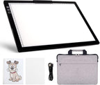 Rechargeable A4 LED Light Pad with Padded Case, Tracing Light Box w/Riser Stands and Paper Clip, 6 Levels of Brightness, Type-c Cable, Wireless Diamond Painting Light Board
