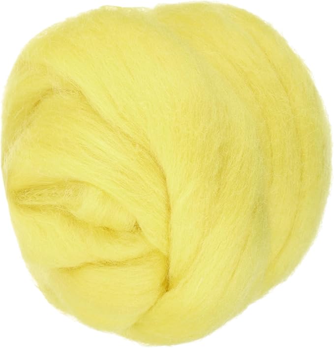 PATIKIL Wool Roving Yarn, 150G/5.3OZ Soft Felting Wool Pure Chunky Roving Yarn Bulk for Needle Felting Knitting Blanket Spinning Weaving DIY Craft, Yellow