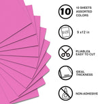 MEARCOOH Pink Foam Sheets Crafts 9x12 Inch 2mm Eva Color Craft Foam Paper for Crafts Project Preschoolers Classroom Scrapbooking Valentine Cards(10 Sheets)