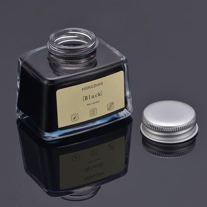 Asvine Hongdian Fountain Pen Bottled Ink Black, 60ml Fountain Pen Bottled Ink, Non Carbon