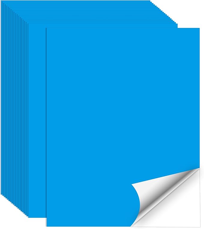 Printable Sticker Paper, 20 Sheets Blue Printable Sticker Paper, Laser/Inkjet Printing- Matte Blue, Letter Size (8.5" x 11")