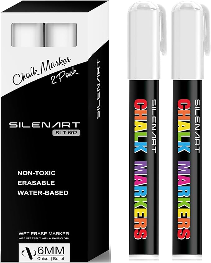 White Liquid Chalk Markers - Chalk Markers White - Dry Erase Markers Pen - for Chalkboard Signs, Windows, Blackboard, Glass