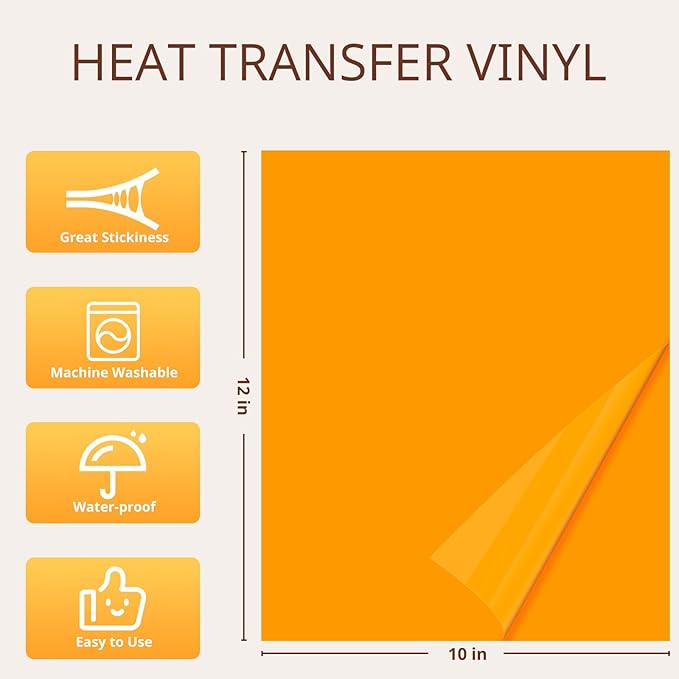 JANDJPACKAGING Heat Transfer Vinyl - 25Pcs HTV Vinyl with Vibrant Colors, Easy to Cut & Weed & Transfer Iron on Vinyl for T-Shirts, 12 x 10in HTV for Heat Press Machine