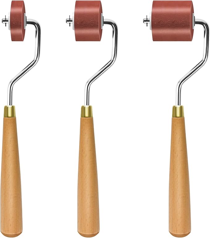 3pcs Rubber Rollers Brayer - Brayer Rollers for Crafting, Ink Roller Set with Comfort Grip for Printmaking, Crafts, and Stamping