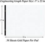 (2-Pack) Large Engineering Graph Paper - 22" x 17" Grid Paper, 100 Sheets/200 Pages, 4"x4" Grid Pad, Giant Drafting Pad Sketching Graph Paper for Engineer Architect Designer Mathematician Draftsman