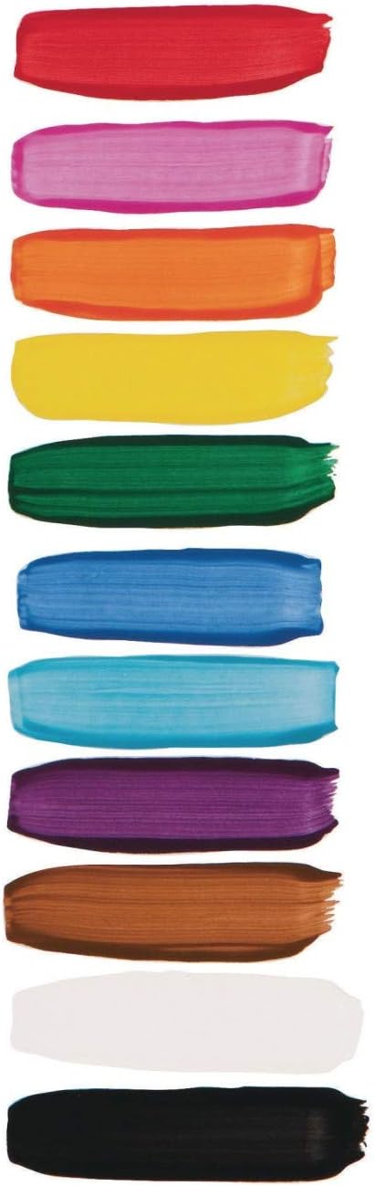 S&S Worldwide Color Splash! Liquid Tempera Bulk Paint, Set of 12 in 11 Bright Colors, 8-oz Flip-Top Bottles, Great for Arts & Crafts, School, Classroom, Poster Paint, For Kids & Adults, Non-Toxic.