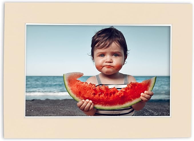 8.5x11 Mat Bevel Cut for 7x9 Photos - Acid Free Cream Precut Matboard with Backing Board and Crystal Clear, Self Seal Photo Mat Bag - for Pictures, Photos, Framing - 4-ply Thickness