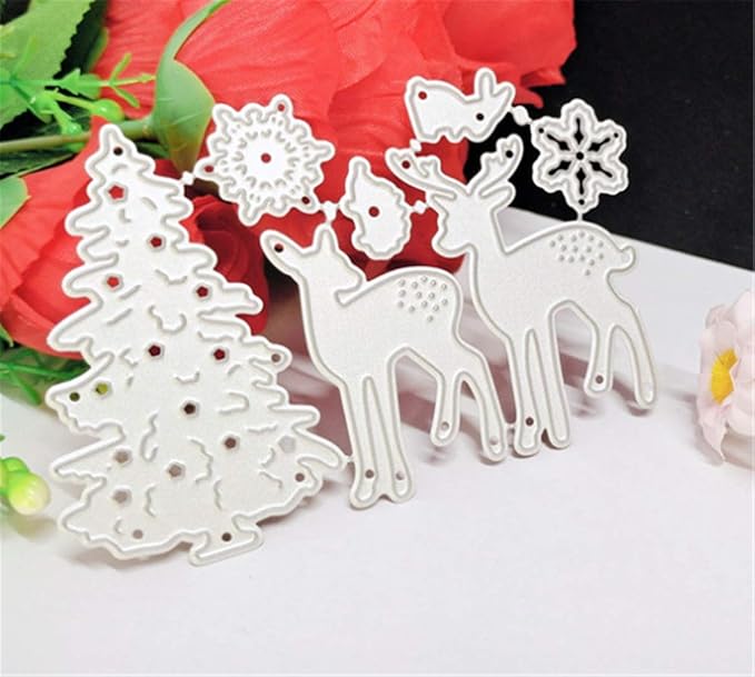 Metal Cutting Dies DIY Merry Christams Embossing Stencil Template Scrapbooking Card Making Mold Photo Album Arts Crafts Tools (2 Christmas deer-10.6x6.9cm)