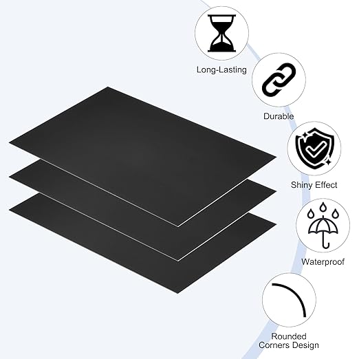 PATIKIL 5x8 Inch Anodized Aluminum Sheet Metal, 15Pcs Laser Plates Engraving Blanks 0.5MM Thin Rectangle for Crafting DIY House Laser Engraving, Black