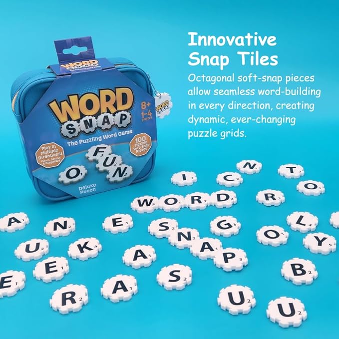 Word Strategy Game with Travel Bag, Word Puzzle for Adults, Family, and Kids, Fun Game for Ages 8+, 1-4 Players