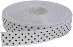 Polka Dot Grosgrain Ribbon 25 Yard Each Roll 100% Polyester (5/8", White)