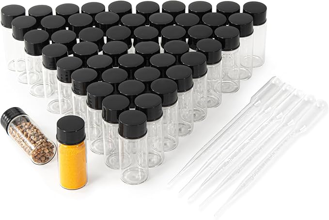 10ml Clear Small Glass Vials 50pcs with Screw Caps(50pcs)