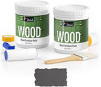 DWIL Matte Finish Furniture Paint - 64 Oz Wood Paint for Cabinets, Doors, Tables, and Dressers Refinishing - Water-Based, Non-Toxic & Odorless, Easy to Apply(Anthracite Gray)-With Tools