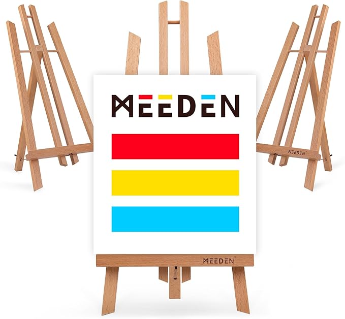 MEEDEN Table Easel Stand for Display: 3 Pack 20 Inch Art Beech Wooden Tabletop Easel for Sign Painting - Small Canvas Stand for Adults