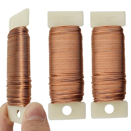 HAHIYO 22Gauge Rose Gold 3Roll Total 115Yards(345Feet) Metal Floral Wire Flexible Paddle Wire for Crafts Christmas Wreaths Tree Flower Arrangement Bouquet Wrapping Wedding DIY