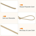 MECCANIXITY Waxed Cord 2mm Waxed Polyester Cord 98 Yard Wax String for Bracelet Making, Necklaces, Beading, Jewelry Making and DIY Crafts(Khaki)