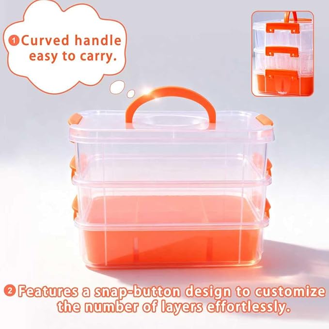 Bead Organizers 3-Tier Stackable Storage Container Box 87 Pcs Diamond Art Storage Plastic Storage Cases Mini Clear Bead Storage Containers for Bracelet Making DIY Jewelry Craft Nail Transparent Boxes