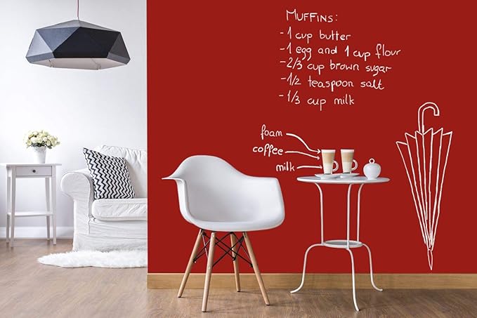 Chalkboard Blackboard Paint - Brush on Wood, Metal, Glass, Wall, Plaster Boards Sign, Frame or Any Surface. Use with Chalk Pen Wet Erase, Non-Toxic - Matte Finish [Red] - (8.5oz Cover 32 sf)