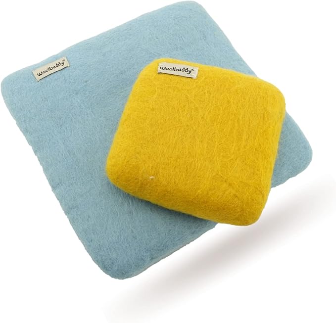 Woolbuddy Needle Felting Wool Mat – 6x6x1.5 Inch Pad for Felting Projects – Durable, Eco-Friendly Alternative to Foam Felting Pads – Ideal for Felting Supplies & Tools (Gold)