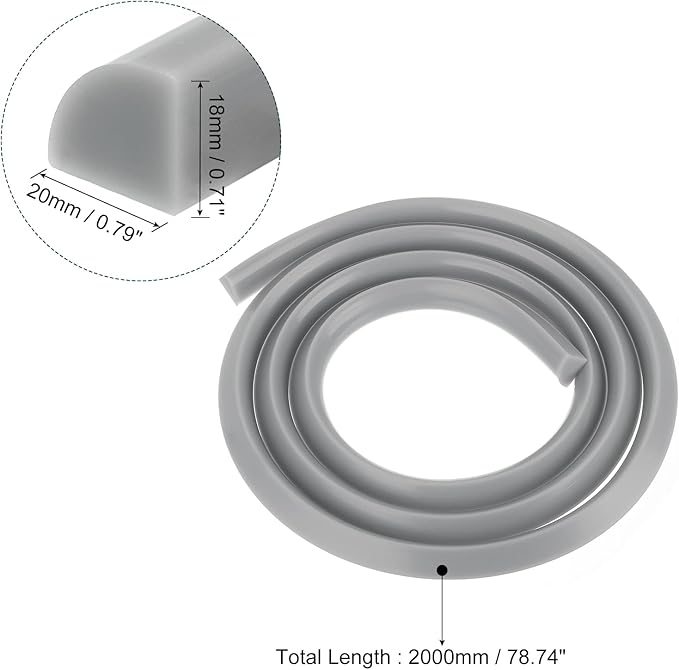 uxcell Flexible Molding Trim, 79 Inch Flexible Quarter Round Molding Silicone Peel and Stick Trim Self Adhesive Shower Water Barrier for Corner Decor Bathroom Kitchen, Grey