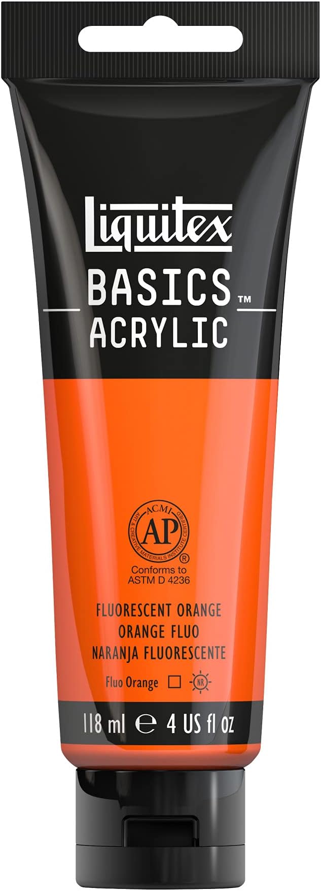 Liquitex BASICS Acrylic Paint, 118ml (4-oz) Tube, Fluorescent Orange