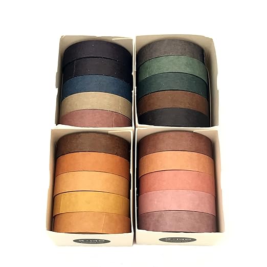 20 Rolls Washi Tape Set,10 mm x 5m Decorative Colored Masking Tapes for Scrapbooking, Bullet Journals, Junk Journal, Planners, DIY Crafts, Gift Wrapping