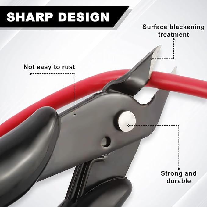 YaeCCC 10 Pack Wire Cutters Black Diagonal Cutting Pliers for Electronic, Model, Jewelry Making, 170 Flush Cutter 5 inch