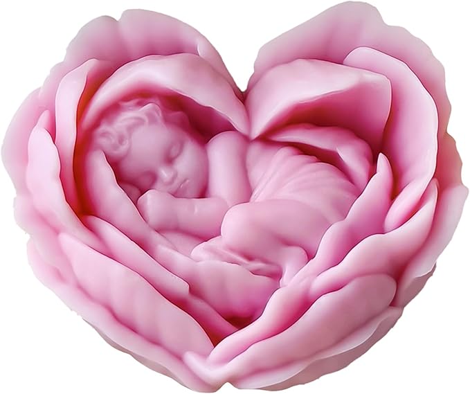 Heart Rose Flower Succulent Candle Mold - Baby Style - Resin Casting Silicone Molds for Home Decor & Candle Making Wave Spiral Mold