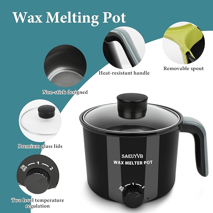 SAEUYVB Candle Making Kit,Soy Wax for Candle Making,DIYCandle Making Supplies,Including 5lbs Natural Soy Wax Flakes,Wax Melter,Thermometer,Wicks,Candle Kit for Adults,Beginnner