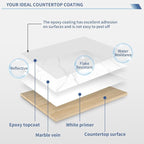 GLAINTE White Marble Countertop Paint Kit - Epoxy Countertop Refinishing Kit for Kitchen Bathroom Cover 35-38 Sq.Ft