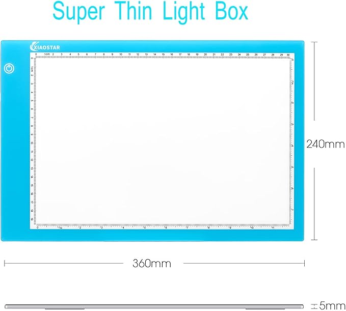 Light Box Drawing Pad, Tracing Board with Type-C Charge Cable and Brightness Adjustable for Artists, AnimationDrawing, Sketching, Animation, X-ray Viewing (A4-Blue)