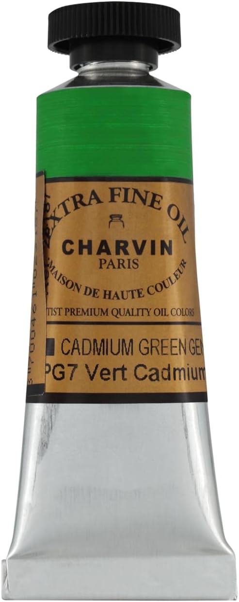 Charvin Extra Fine Oil Paint, Cadmium Green 20 mL - Triple-Milled, Rich Texture, Poppy Oil-Based, Light-Fast, Handmade, Archival Quality