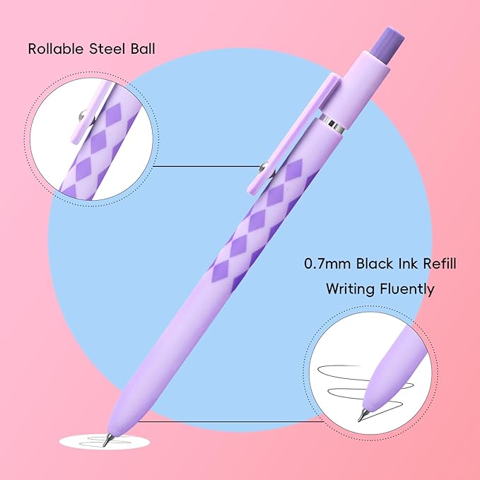 Gel Pens, 5 Pcs Medium Point Smooth Writing Pens Cute Pens for Women, High-End Series 0.7mm Black Ink Pens for Journaling Note Taking, School Office Supplies (5 Pcs Geometric Aurora)