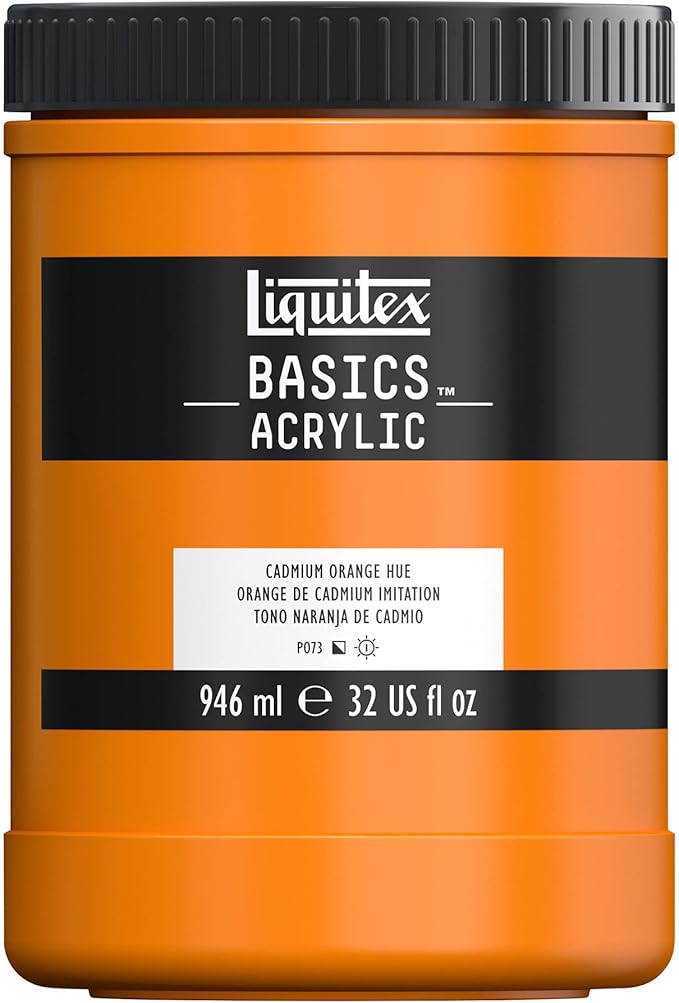 Liquitex BASICS Acrylic Paint, 946ml (32-oz) Jar, Cadmium Orange Hue