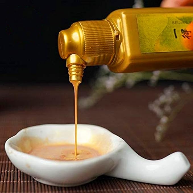 MEGREZ Yidege Colored Ink Liquid Sumi Ink for Calligraphy Practice and Chinese Brush Painting Drawing Writing Traditional Artworks, Gold - 99g (3.5 oz)