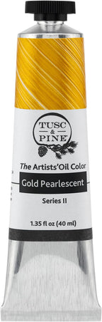 Tusc & Pine Artist Oil Paint - Gold Pearlescent, 40 ml, Non-Yellowing, Rich & Creamy Consistency, Maximum Pigment Load, Small Batch Milled Oil Paints Made in the USA for Professional Artists