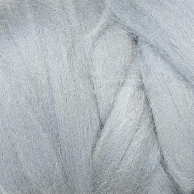 Kondoos Colored Natural Wool roving, 1 lb. Best Wool for Needle Felting, Wet Felting, handcrafts and Spinning. (Silver, 1 lb)