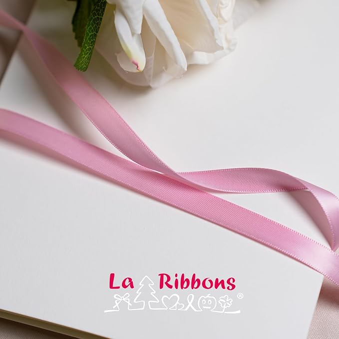 LaRibbons 1 Inch 50 Yard Double Faced Satin Ribbon,Rose Pink Satin Craft Fabric Ribbon for Gift Wrapping Floral Bouquets Wedding Party Decoration