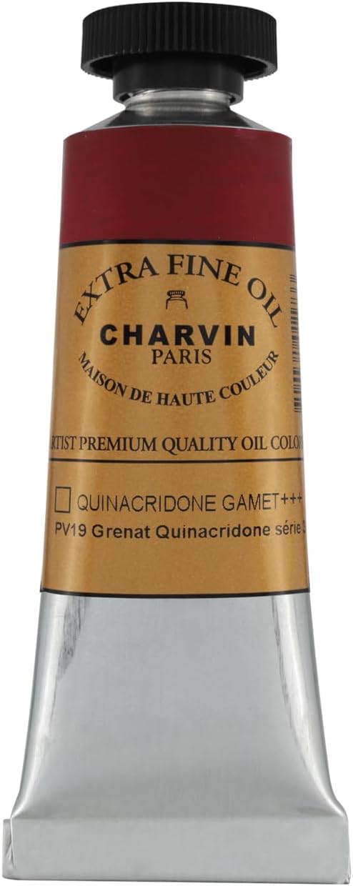 Charvin Extra Fine Oil Paint, Garnet Quinacridone 20 ml - Triple-Milled, Rich Texture, Poppy Oil-Based, Light-Fast, Handmade, Archival Quality