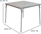 EMMA + OLIVER 33.5" Square Multipurpose Folding Card Table for 4 Players, Portable Square Folding Table with Padded Vinyl Top, Gray