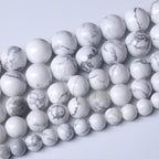 32pcs 12mm AAA Natural Stone Beads White Howlite Turquoises Round Loose Beads for Jewelry Making DIY Bracelet (White Howlite Turquoises, 12mm)