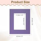 Picture Mats, 8 x 10 for 5 x 7 Pictures Acid Free White Core Bevel Cut Frame Mattes for Display Art Measuring, Purple