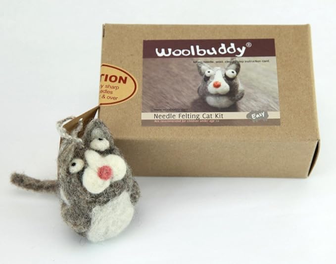 Woolbuddy Needle Felting Kit for Beginners & Adults – DIY Cat Animal Craft Kit – Complete Starter Set with Wool, Needles & Step-by-Step Instructions