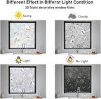 NINETREX Window Privacy Film,3D Stained Glass Window Film,Decorative Window Covering Sun Blocking Vinyl Static Cling Anti-UV Heat Control for Home Decor,Tulip 35.4 x 157.4inch