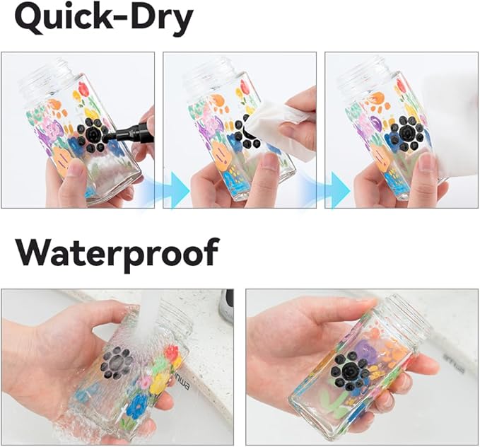 TRANSON Black and White Permanent Paint Markers for Fabric Rock Craft Diy Painting Medium Tip Oil Based Waterproof