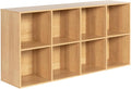 Wooden 8-Cube Storage Organizer with Closed Back Panel, 11in Cube Shelf Opening, Bookshelf, Display Shelf,Closet Cabinet for Home and Office,Natural Oak